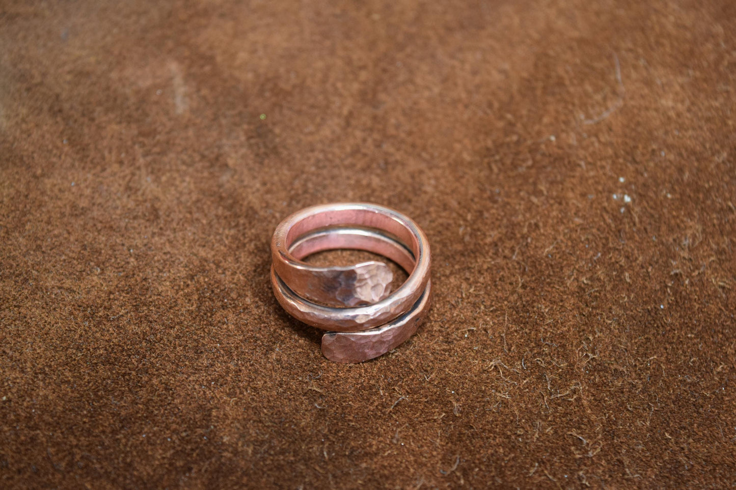 Handmade Wide Wrap Band Hammered Copper Ring