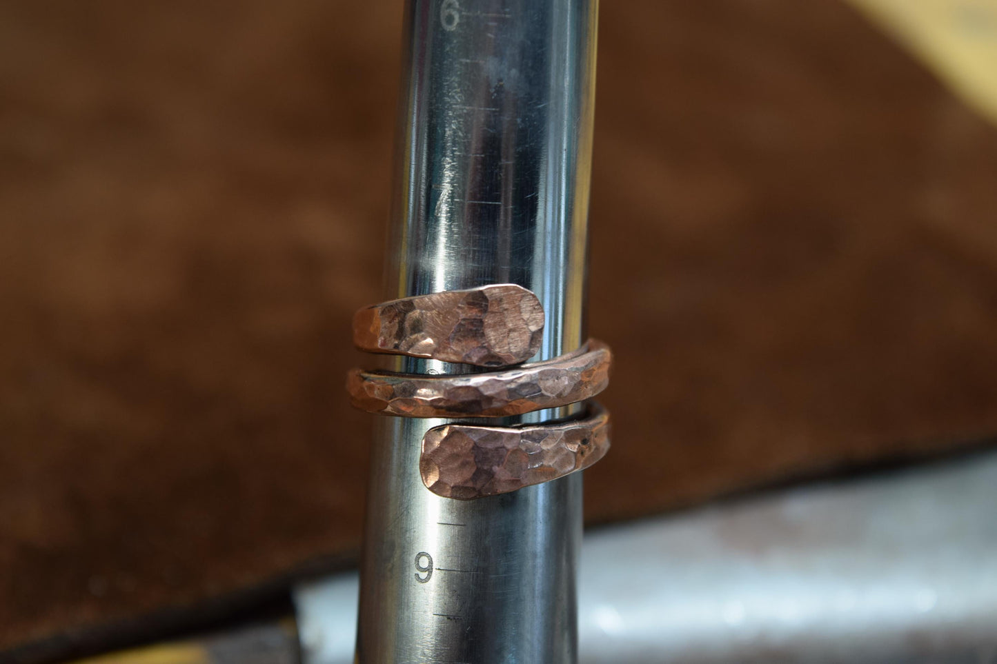 Handmade Wide Wrap Band Hammered Copper Ring