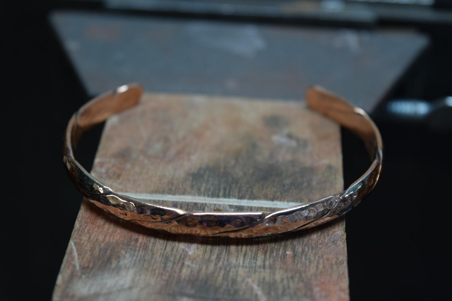 Handcrafted Hammered & Braided Copper Cuff Bracelet