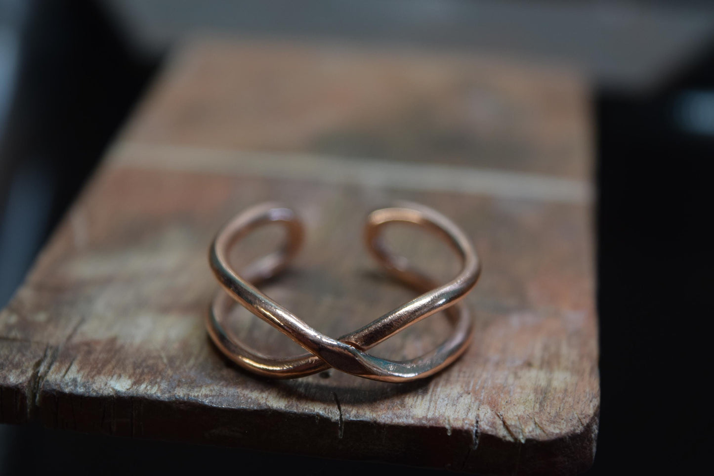 Handmade Twisted Crossover Copper Ring