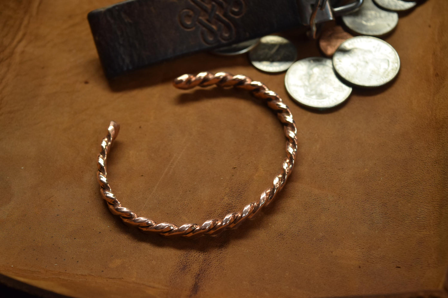 Handcrafted Braided Copper Cuff Bracelet – Slim