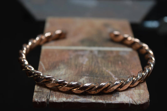 Handcrafted Braided Copper Cuff Bracelet – Slim