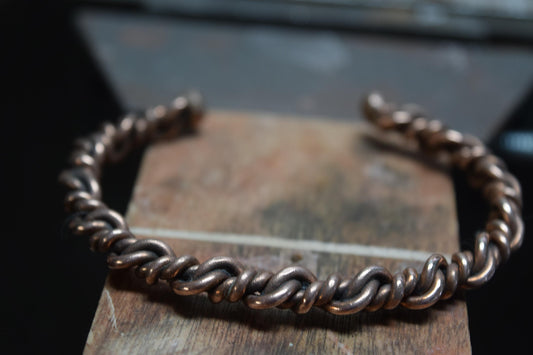 Handcrafted Wide Braided Copper Cuff Bracelet