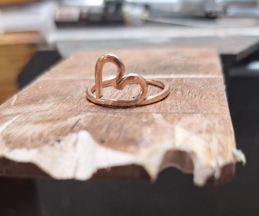 Handmade Hammered Heart Copper Ring