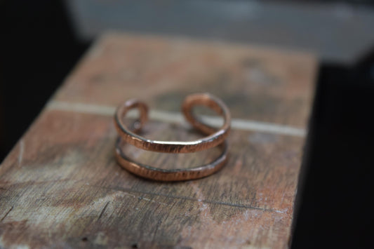 Hand Forged Copper Wide Double Wrap Ring