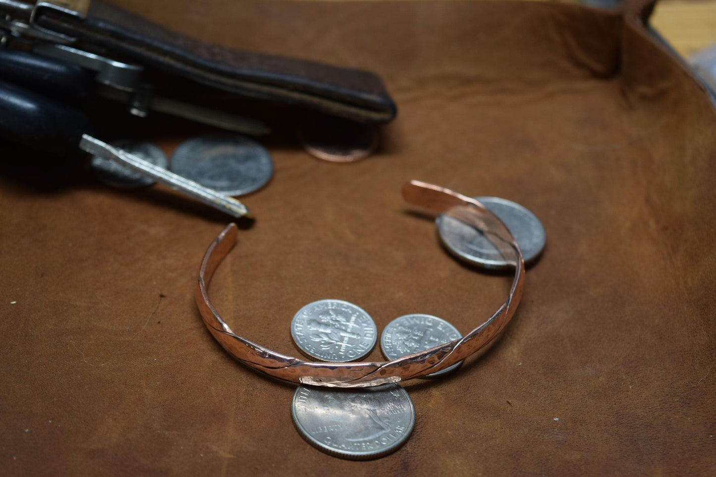 Handcrafted Hammered & Braided Copper Cuff Bracelet