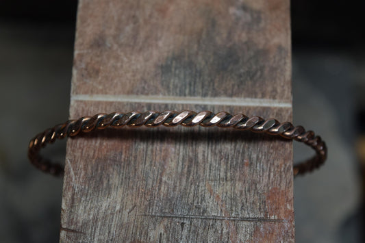 Handcrafted Flattened Twist Copper Cuff Bracelet