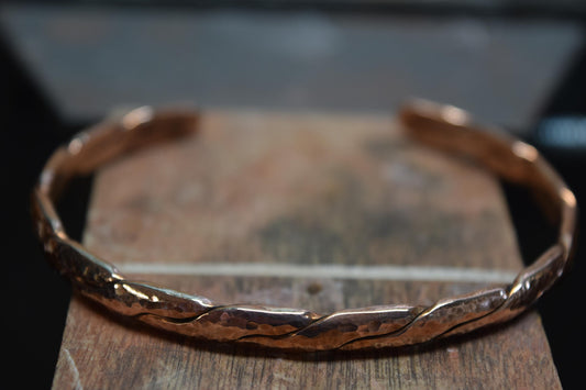 Handmade Braided, Flattened & Hammered Copper Cuff Bracelet