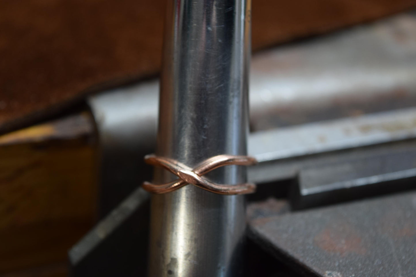 Handmade Twisted Crossover Copper Ring