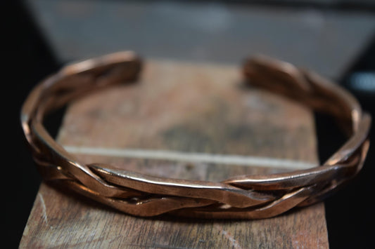 Chunky Open Braid Copper Cuff Bracelet