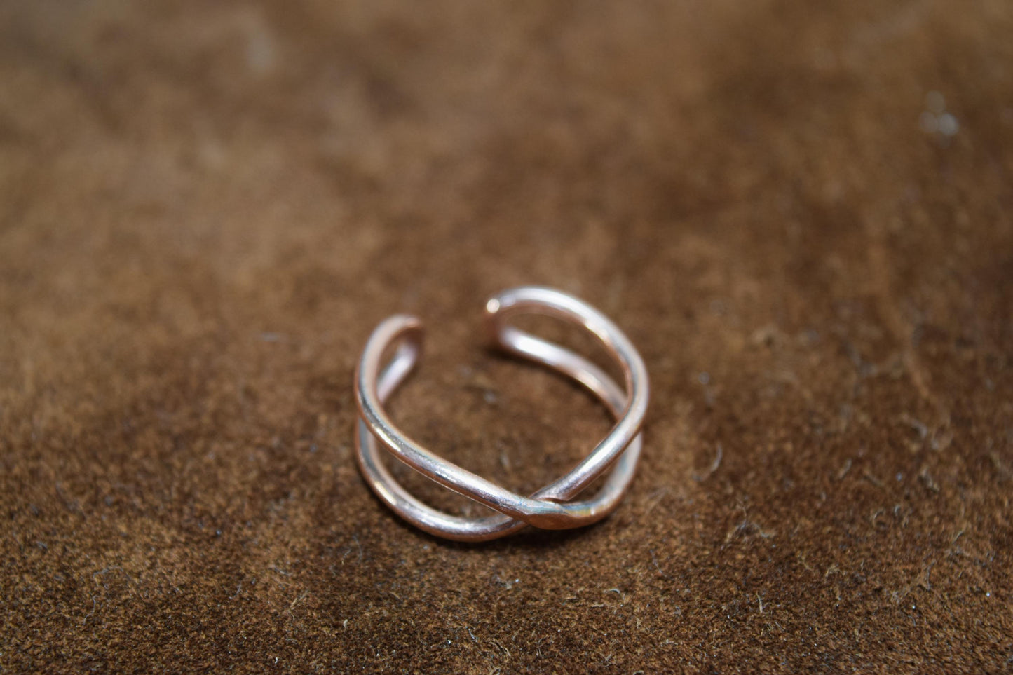 Handmade Twisted Crossover Copper Ring